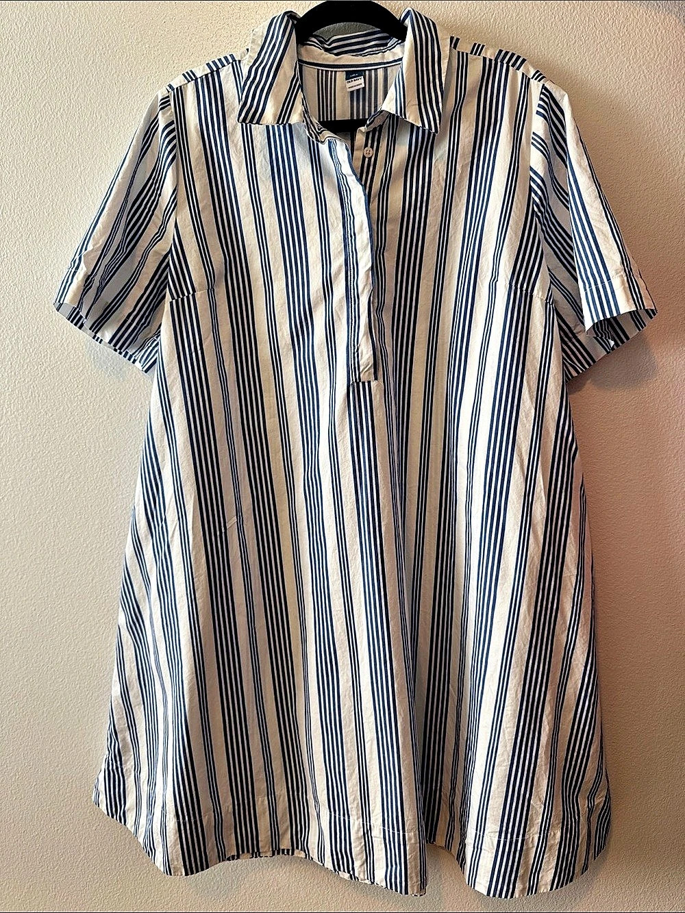 Old Navy Short-Sleeve Shirt Dress Blue & White